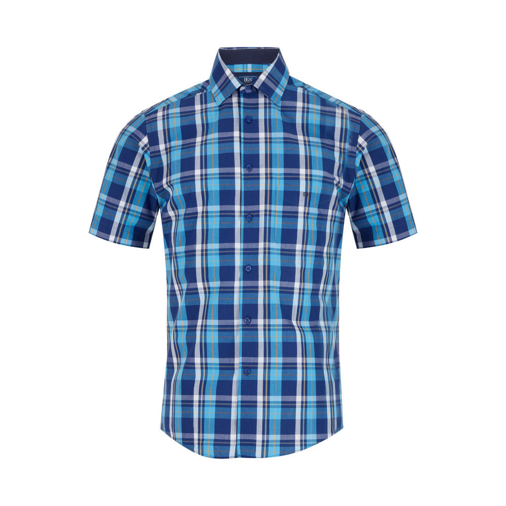 Drifter 14564SS 24 Blue Regular/Ivano Short Sleeve Casual Shirt