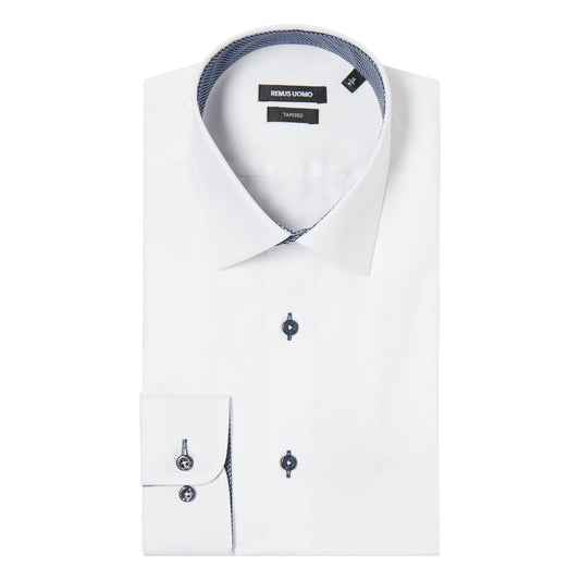 Remus Uomo 17036 Tapered Fit White Long Sleeve Dress Shirt