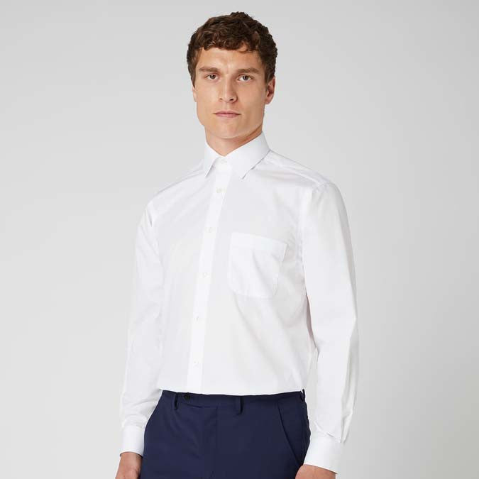Remus Uomo 18200 01 Relaxed Fit White Long Sleeve Dress Shirt