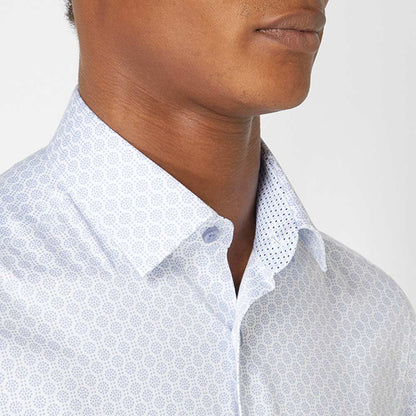 Remus Uomo 18231 12 Tapered Fit Light Blue Patterned Long Sleeve Dress Shirt