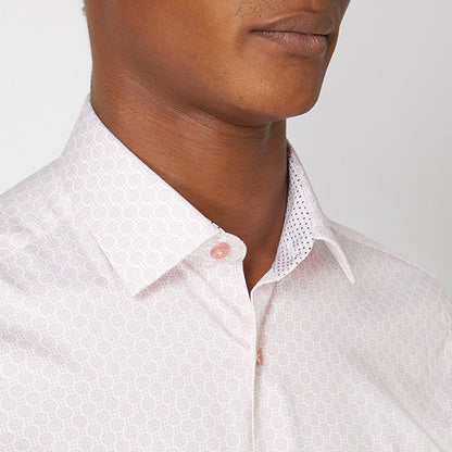 Remus Uomo 18231 16 Tapered Fit Pink Patterned Long Sleeve Dress Shirt