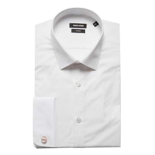 Remus Uomo 18300D Tapered Fit Double Cuff White Long Sleeve Dress Shirt