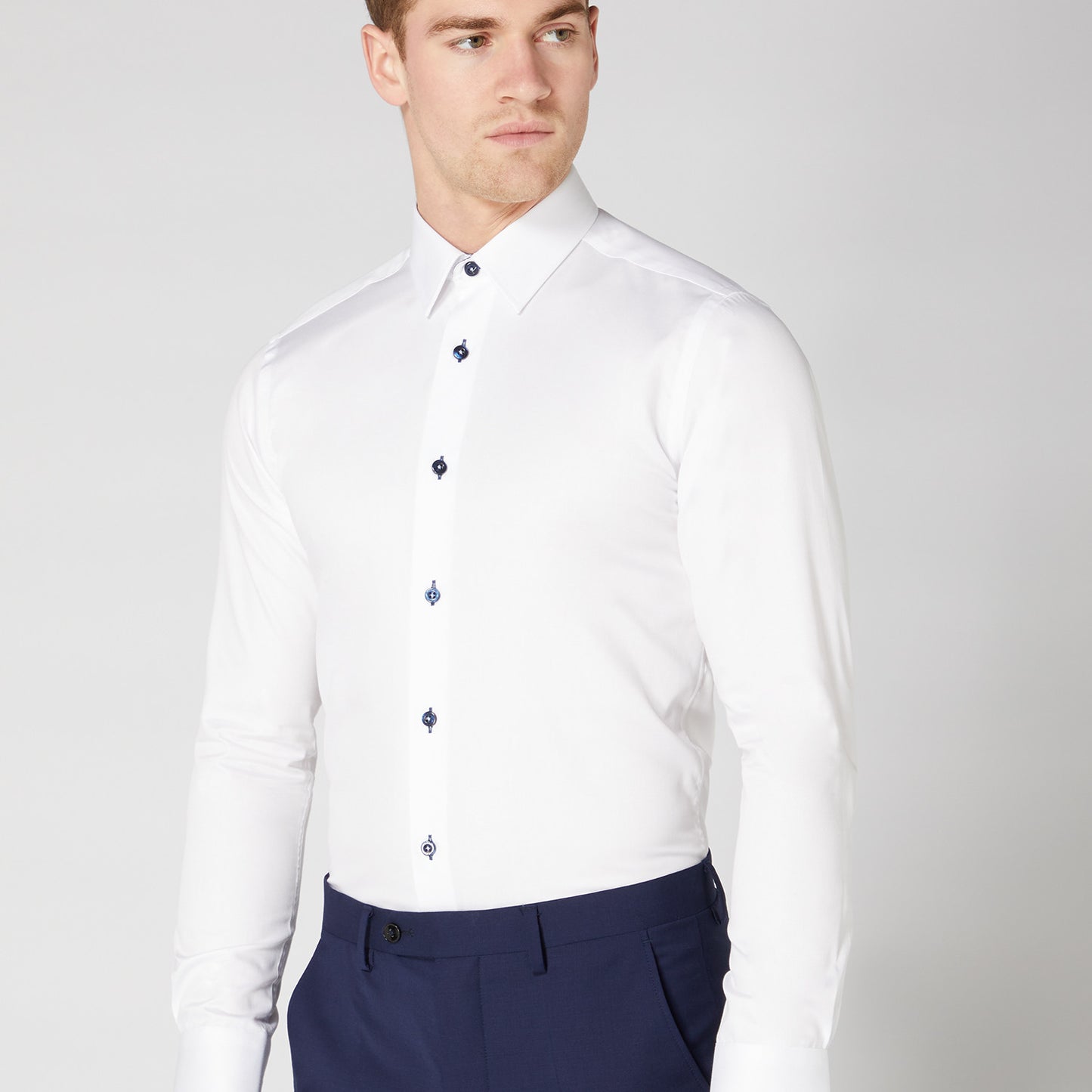 Remus Uomo 18436 01 Slim Fit White Long Sleeve Dress Shirt