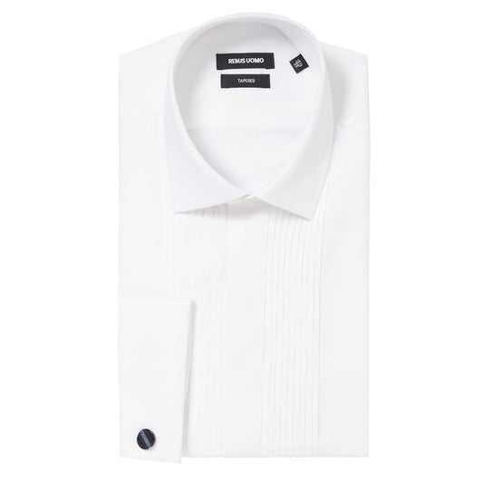 Remus Uomo 18806 01 White Tapered Fit Pleated Dress Shirt