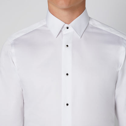Remus Uomo 18811 01 White Tapered Fit Black Stud Dress Shirt