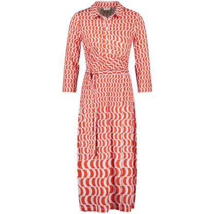 Gerry Weber 180028 35026 9069 Ecru/White/Red/Orange Print Knitted Dress