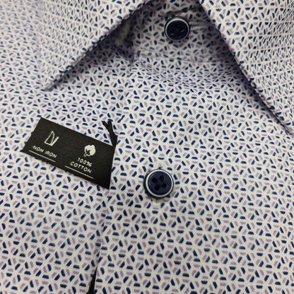 Eterna 4125 91 X19P Blue / Lilac Patterned Modern Fit Dress Shirt