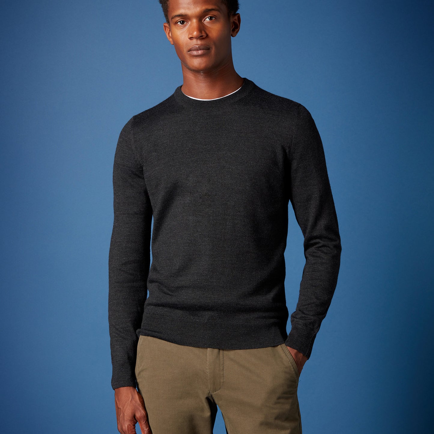 Remus Uomo 58400 08 Charcoal Long Sleeve Crew Neck Sweater