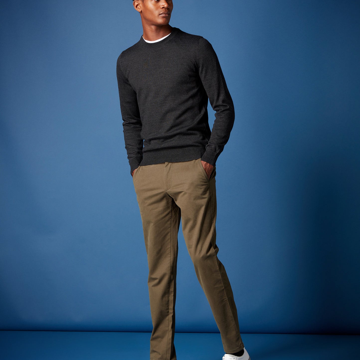 Remus Uomo 58400 08 Charcoal Long Sleeve Crew Neck Sweater