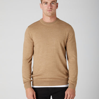 Remus Uomo 58400 43 Caramel Long Sleeve Crew Neck Sweater