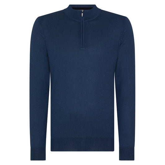 Remus Uomo 58401 27 Slate Blue Half Zip Sweater