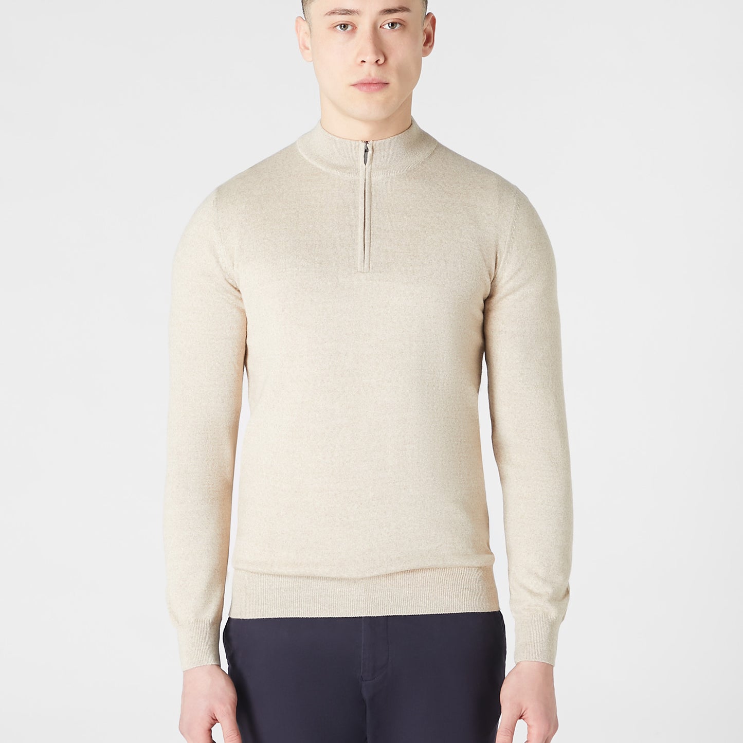 Remus Uomo 58401 91 Oatmeal Half Zip Sweater