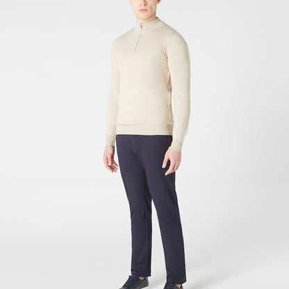 Remus Uomo 58401 91 Oatmeal Half Zip Sweater