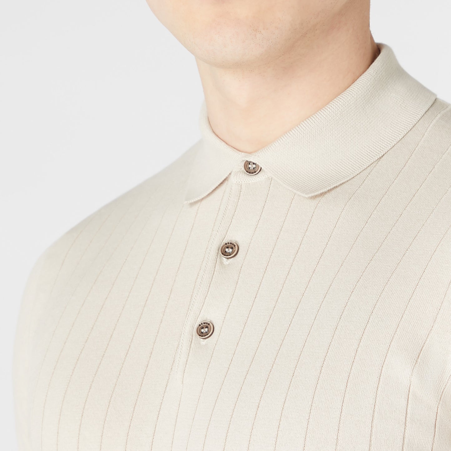 Remus Uomo 58633 91 Stone Short Sleeve Knitted Polo Shirt