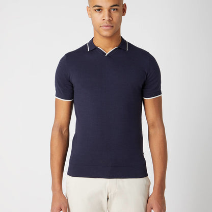 Remus Uomo 58660 78 Navy Open Collar Polo Shirt