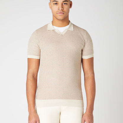 Remus Uomo 58681 91 Oatmeal Open Collar Polo Shirt
