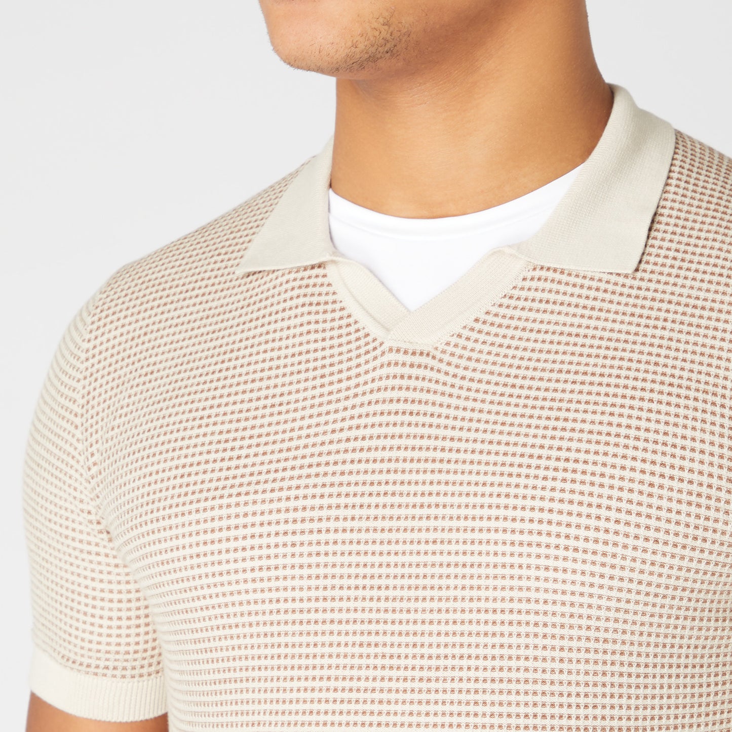 Remus Uomo 58681 91 Oatmeal Open Collar Polo Shirt