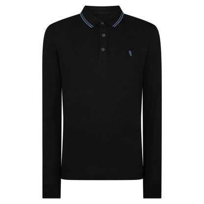 Remus Uomo 58775 00 Black Long Sleeve Polo Shirt