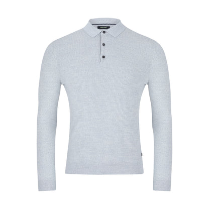 Remus Uomo 58780 02 Light Grey Long Sleeve Knitted Polo Shirt