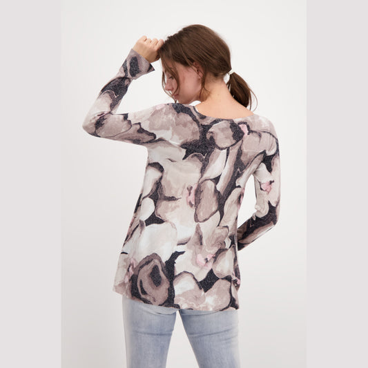 Monari 407656 112 Almond Pattern A-Line Jumper With Glitter Floral Pattern
