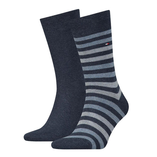 Tommy Hilfiger 472001001 356 Two Pack Blue Stripped And Plain Socks