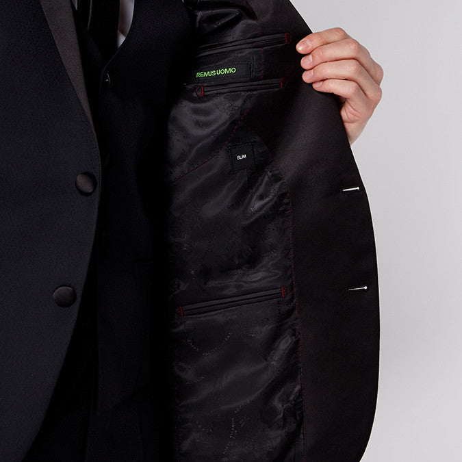 Remus Uomo 40755 00 Black Slim Tuxedo Suit Jacket