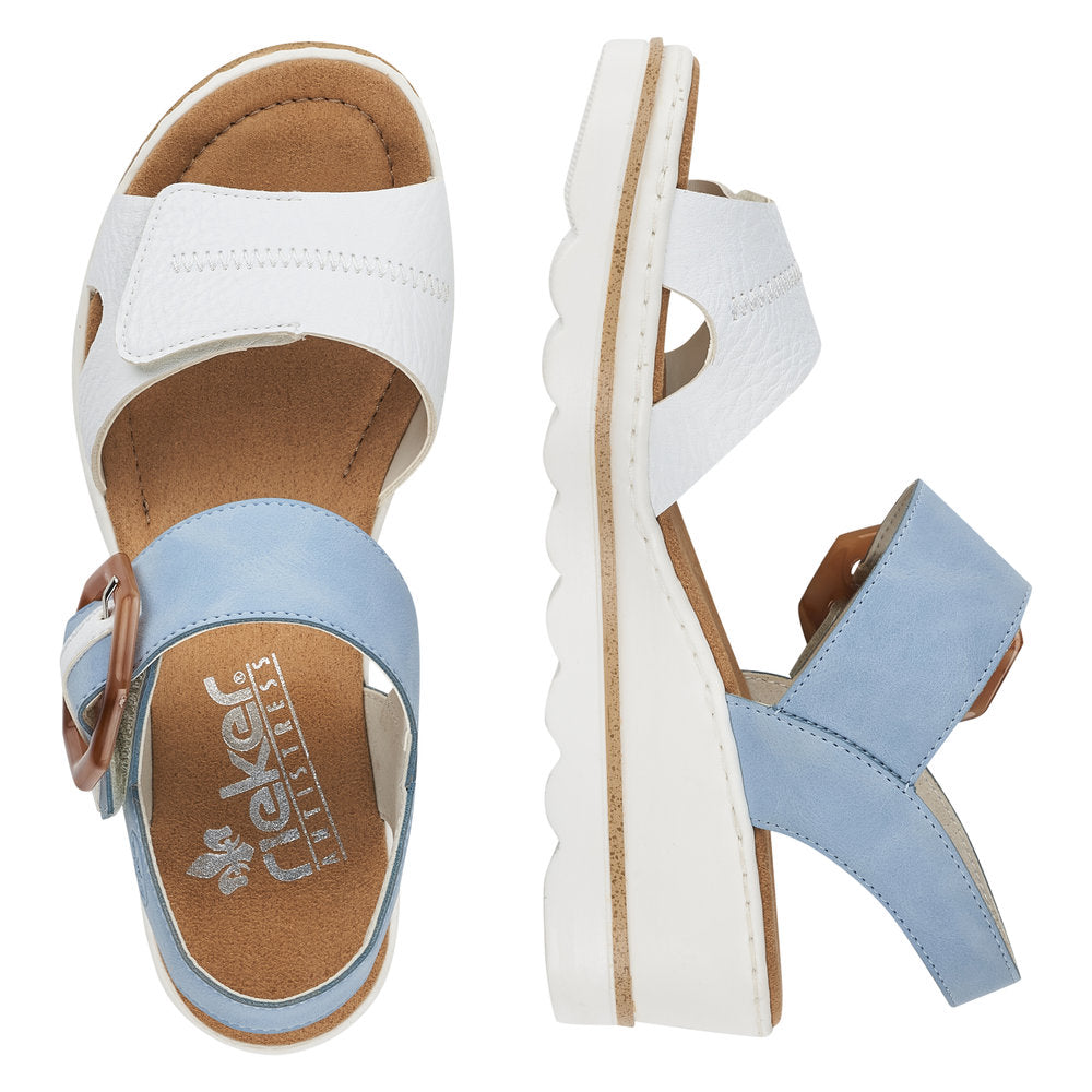 Rieker 67476-10 White/Blue Sandals