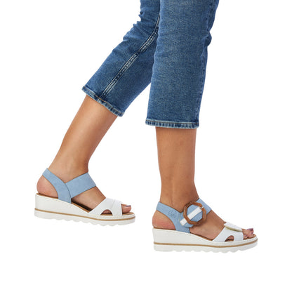 Rieker 67476-10 White/Blue Sandals