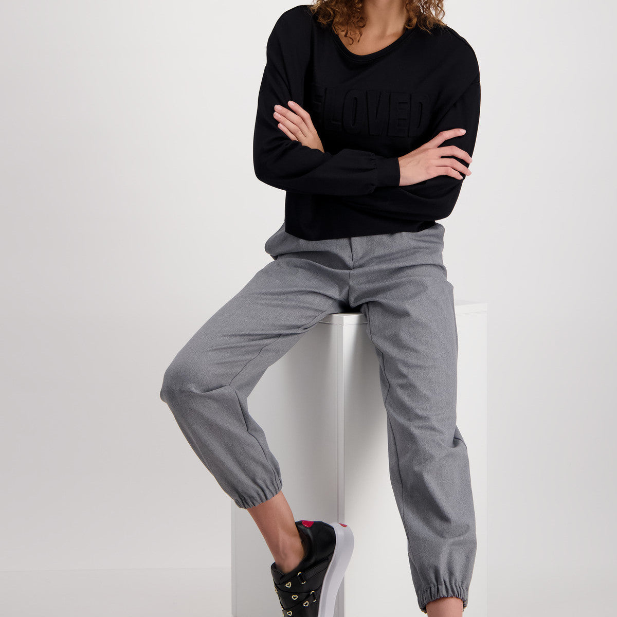 Monari 806111 881 Platinum Melange Trousers