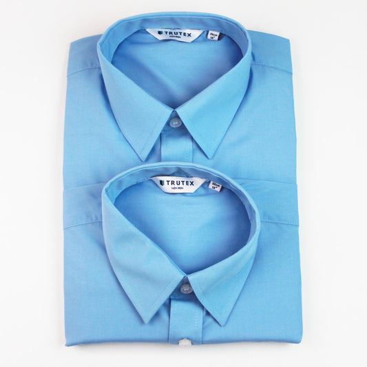 Trutex Blue Non Iron Boys Long Sleeve Shirt Twin Pack