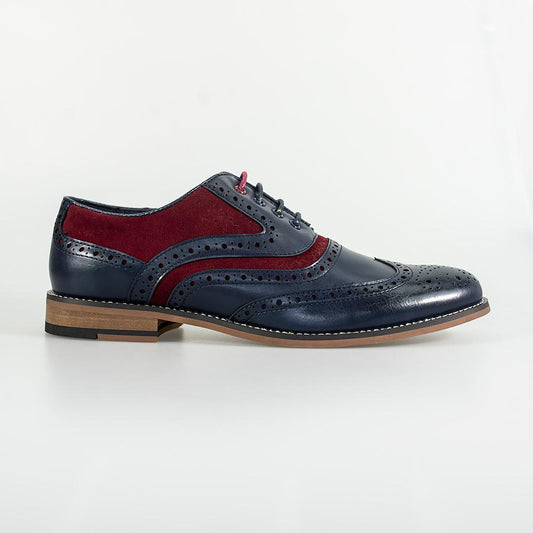 Cavani Ethan Navy Red Brogue Shoes