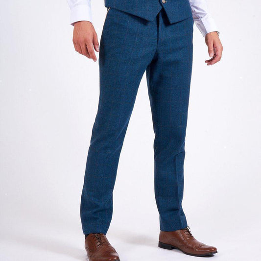 Marc Darcy Dion Blue Tweed Check Trouser