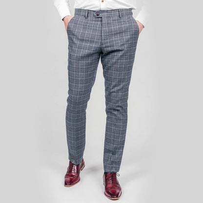 Marc Darcy Enzo Blue Grey Tweed Trouser