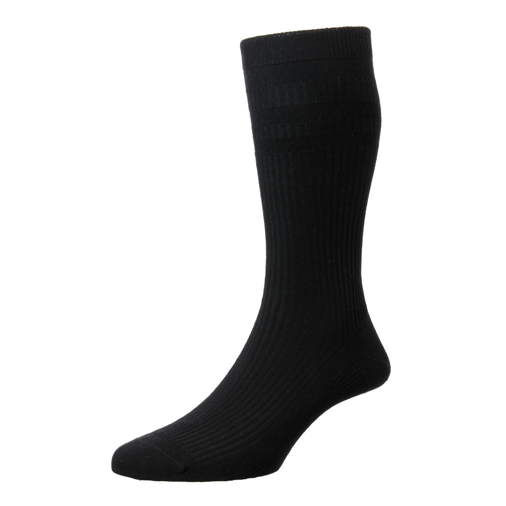 HJ Hall HJ191 Black Extra Wide Cotton Softop Size 6-11 Sock