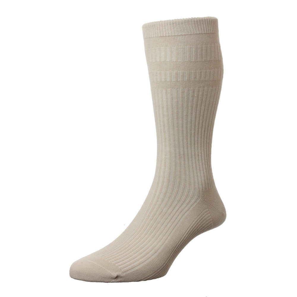 HJ Hall HJ191 Oatmeal Extra Wide Cotton Softop Size 6-11 Sock