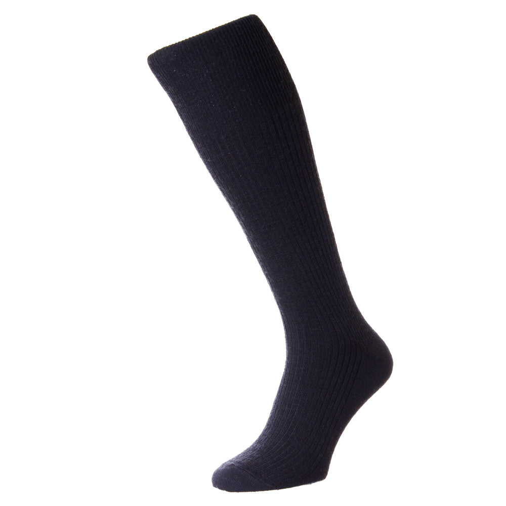 HJ Hall HJ75 Immaculate Half Hose Black Wool Rich Sock