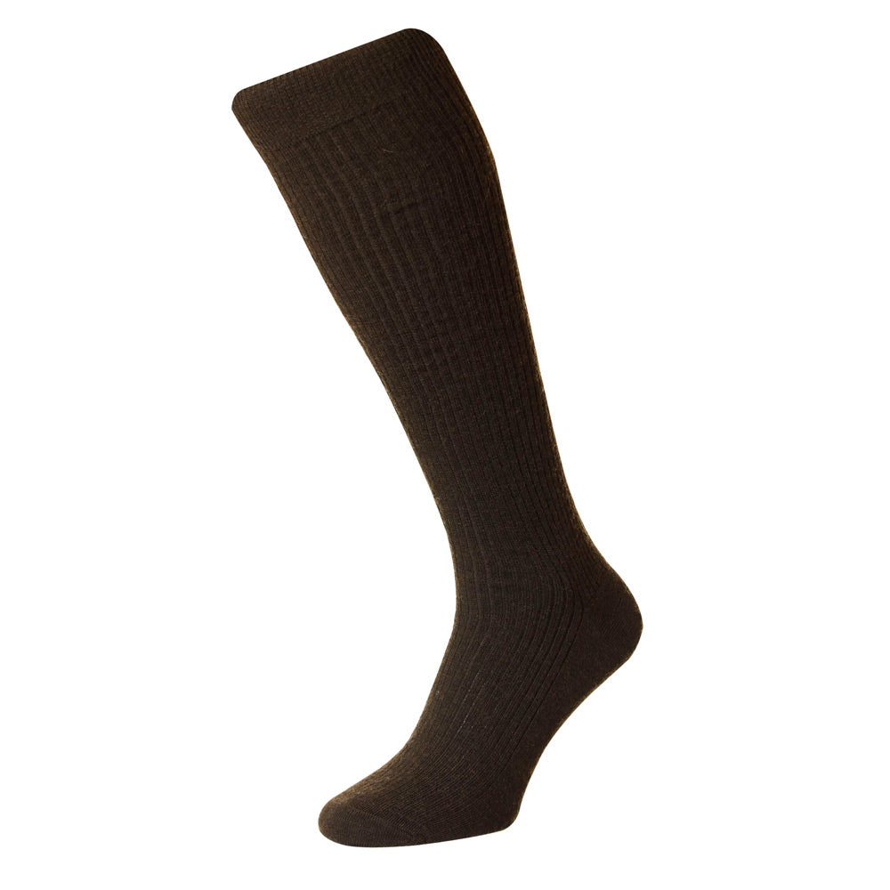 HJ Hall HJ77 Immaculate Long Dark Brown Wool Rich Sock