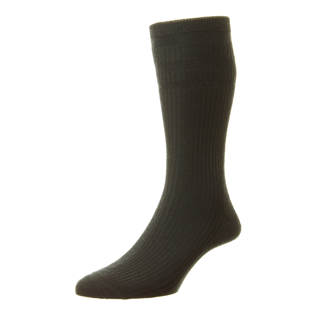 HJ Hall HJ90 Plain Black Wool Softop Sock