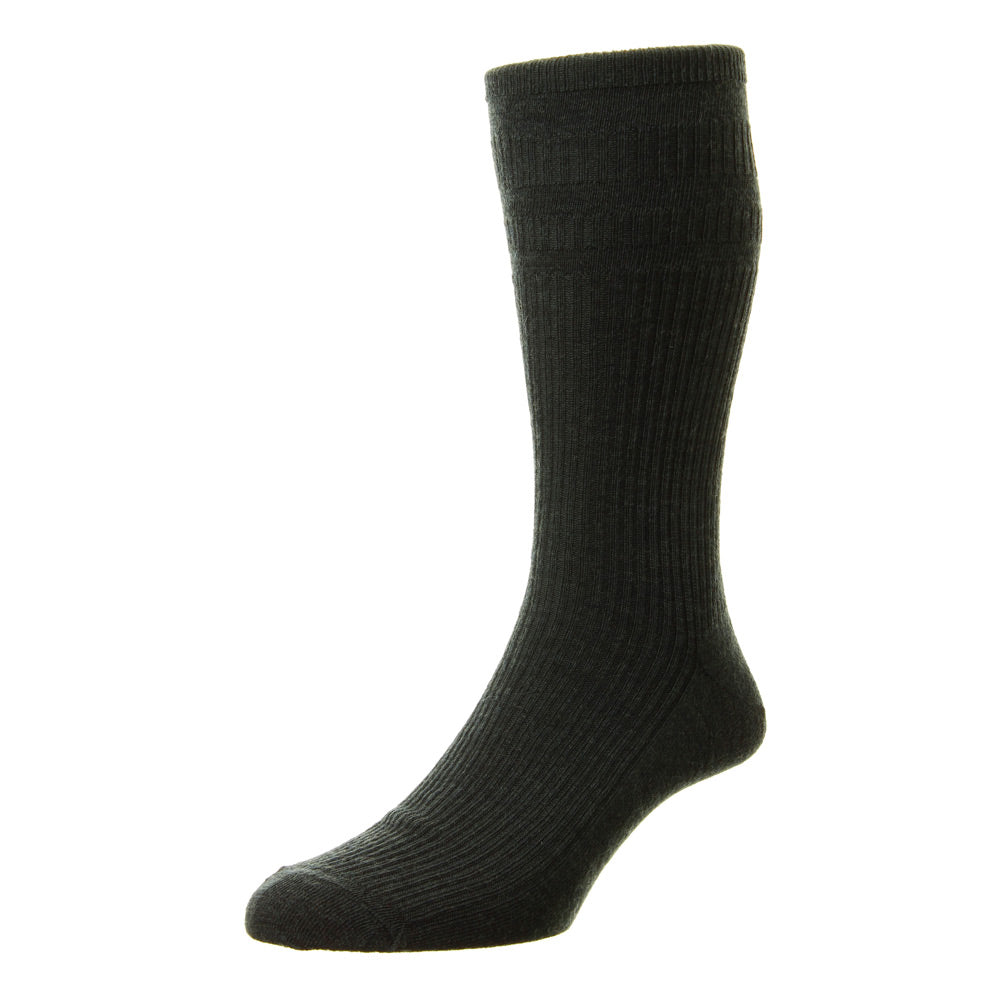 HJ Hall HJ90 Plain Charcoal Wool Softop Sock