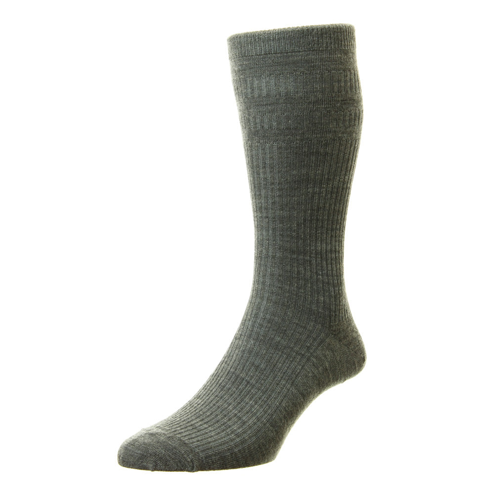 HJ Hall HJ190 Mid Grey Extra Wide Wool Softop Sock
