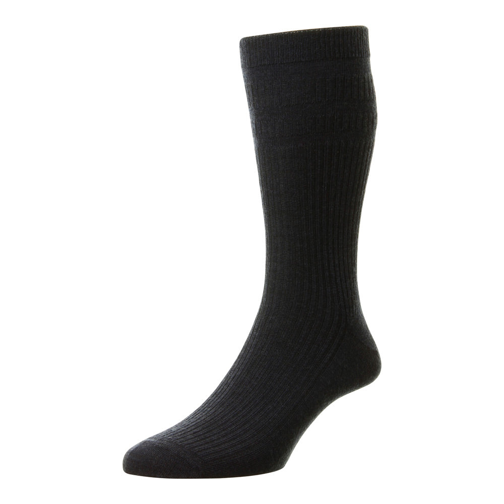 HJ Hall HJ90 Plain Navy Wool Softop Sock