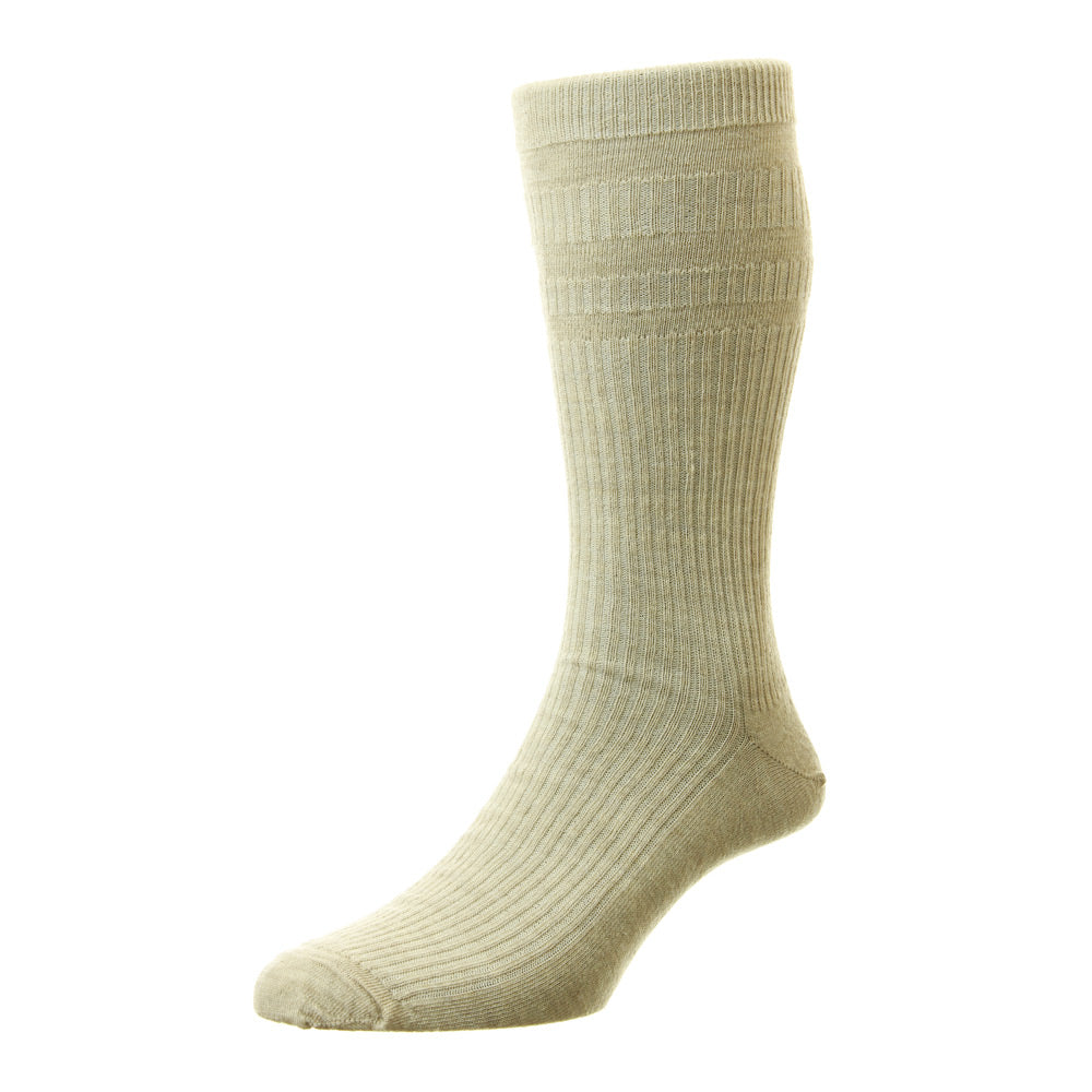 HJ Hall HJ90 Plain Oatmeal Wool Softop Sock