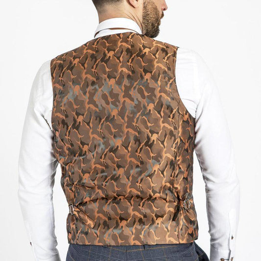 Marc Darcy Jenson Marine Navy Check Waistcoat