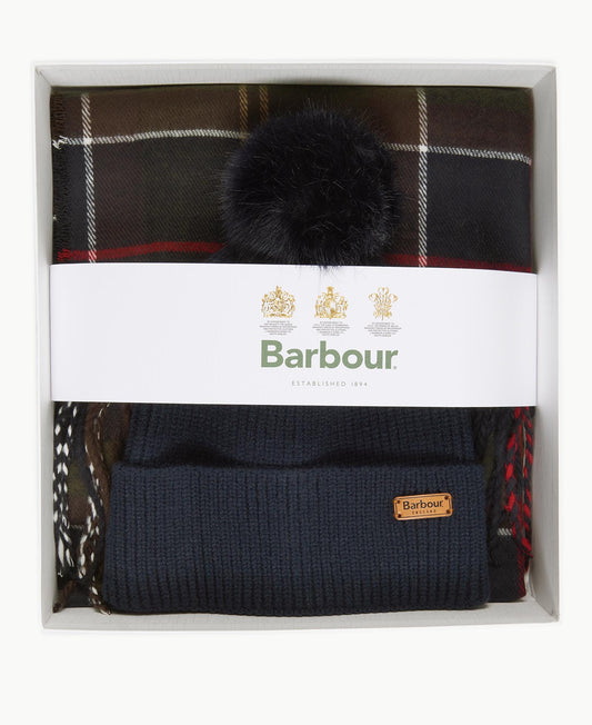 Barbour Ladies Dover Beanie & Hailes Scarf Gift Set