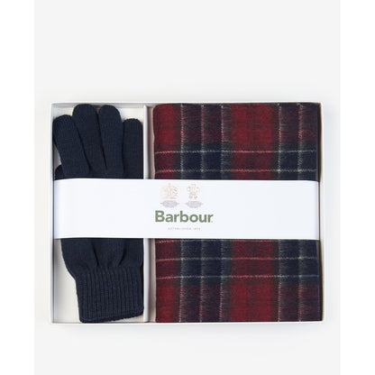 Barbour Tartan Scarf & Glove Gift Set Cordovan