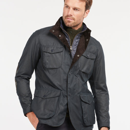Barbour Ogston Navy Wax Jacket
