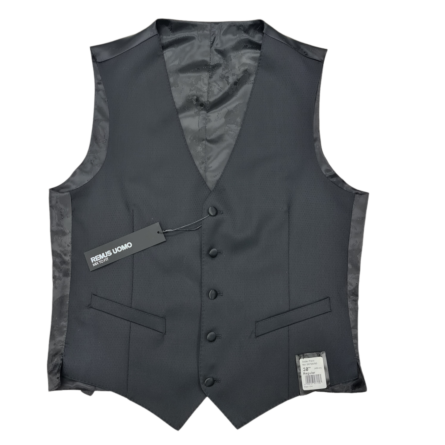 Remus Uomo 50755 00 Black Slim Tuxedo Waistcoat