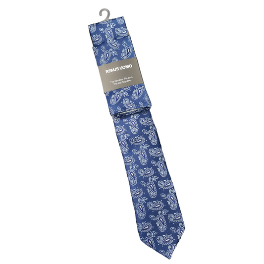 Remus Uomo TP4808 29 Dark Blue Tie & Pocket Square Set