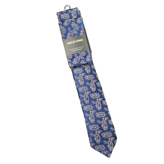 Remus Uomo TP4808 78 Navy Tie & Pocket Square Set