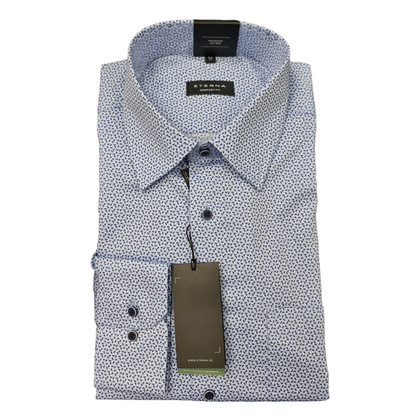 Eterna 4125 14 E18E Blue Patterned Comfort Fit Dress Shirt